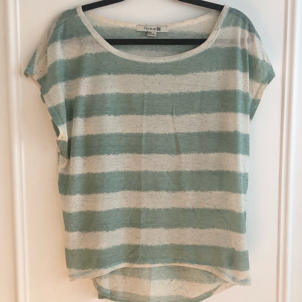 Forever 21 Striped Speckled Tee Shirt